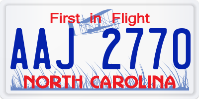 NC license plate AAJ2770