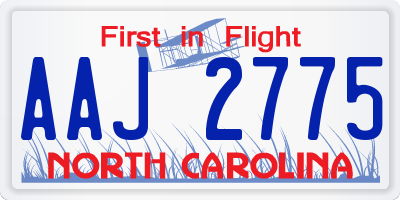 NC license plate AAJ2775