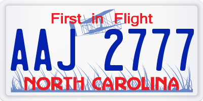 NC license plate AAJ2777