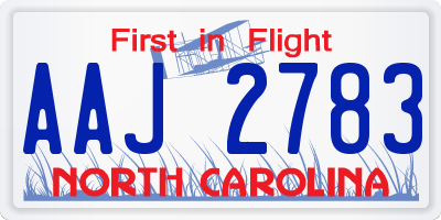 NC license plate AAJ2783