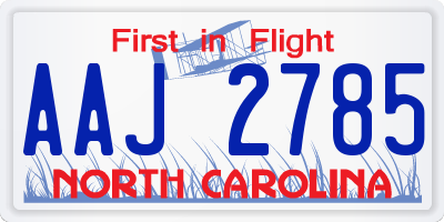NC license plate AAJ2785