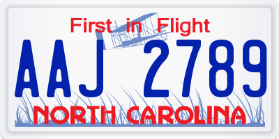 NC license plate AAJ2789
