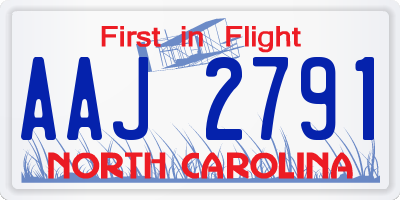 NC license plate AAJ2791