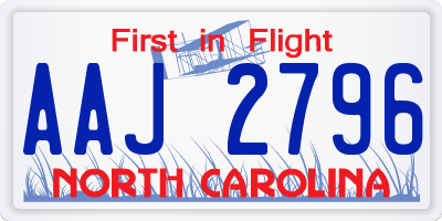 NC license plate AAJ2796