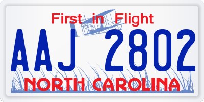 NC license plate AAJ2802