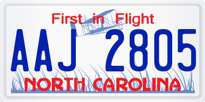 NC license plate AAJ2805