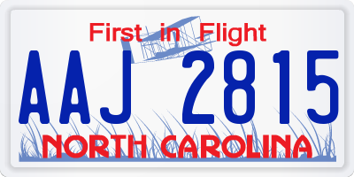 NC license plate AAJ2815