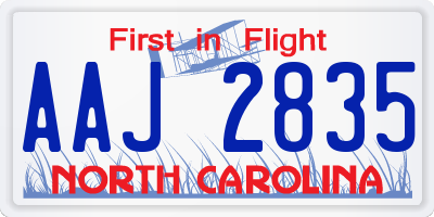 NC license plate AAJ2835