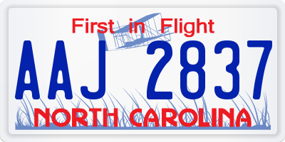 NC license plate AAJ2837
