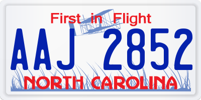 NC license plate AAJ2852