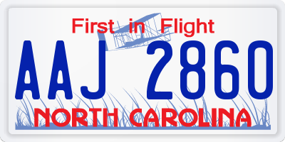 NC license plate AAJ2860