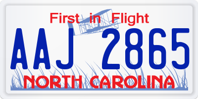 NC license plate AAJ2865