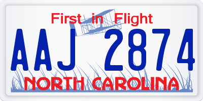 NC license plate AAJ2874