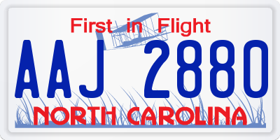 NC license plate AAJ2880