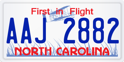 NC license plate AAJ2882