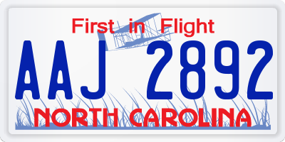 NC license plate AAJ2892