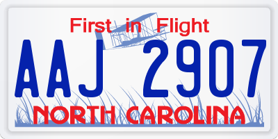 NC license plate AAJ2907