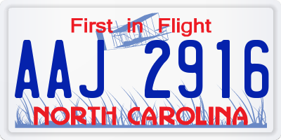 NC license plate AAJ2916