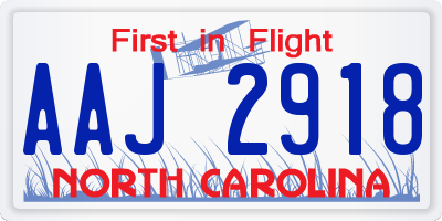 NC license plate AAJ2918