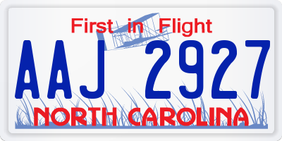 NC license plate AAJ2927