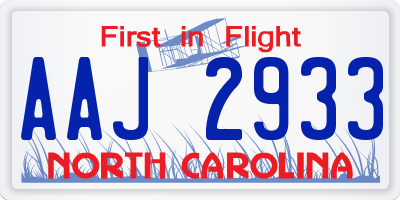 NC license plate AAJ2933