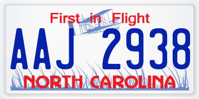 NC license plate AAJ2938