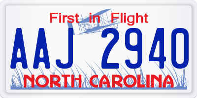 NC license plate AAJ2940