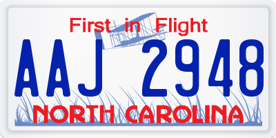 NC license plate AAJ2948