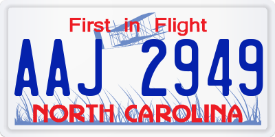 NC license plate AAJ2949