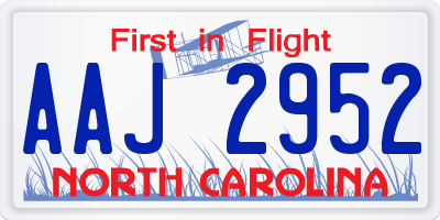 NC license plate AAJ2952