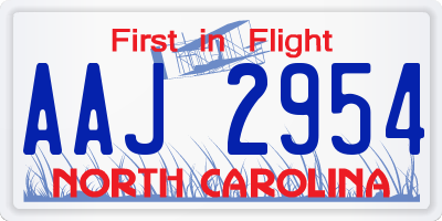 NC license plate AAJ2954