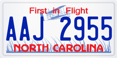 NC license plate AAJ2955