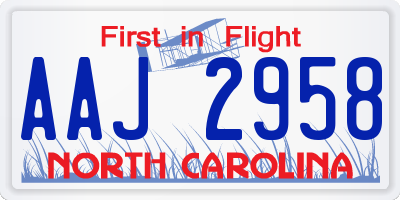 NC license plate AAJ2958