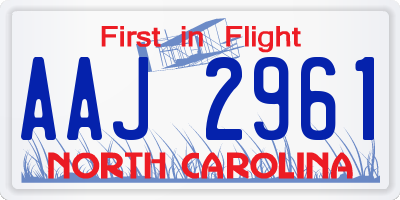 NC license plate AAJ2961