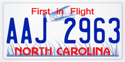 NC license plate AAJ2963