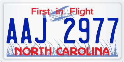 NC license plate AAJ2977