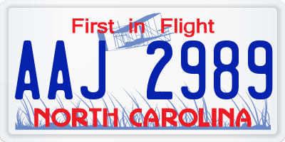 NC license plate AAJ2989