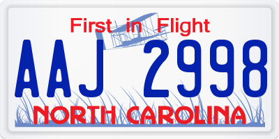 NC license plate AAJ2998