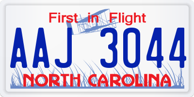 NC license plate AAJ3044