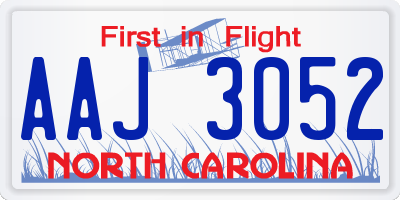 NC license plate AAJ3052