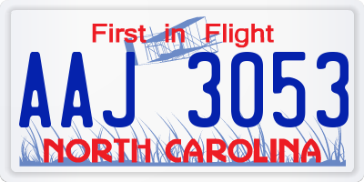 NC license plate AAJ3053