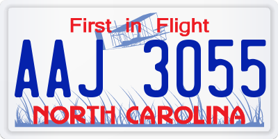 NC license plate AAJ3055