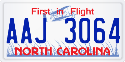 NC license plate AAJ3064
