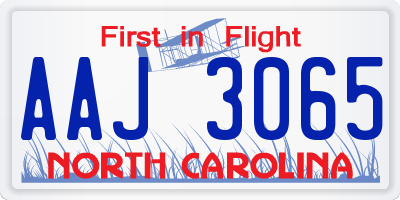NC license plate AAJ3065