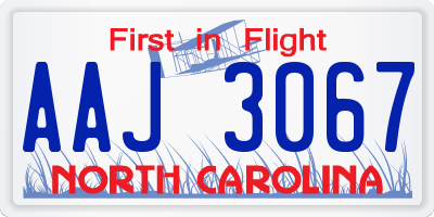 NC license plate AAJ3067