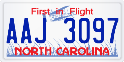 NC license plate AAJ3097