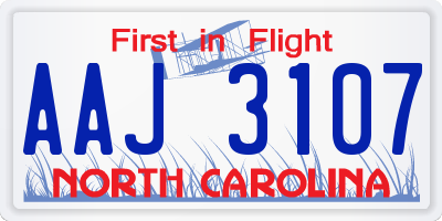 NC license plate AAJ3107