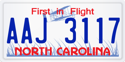 NC license plate AAJ3117