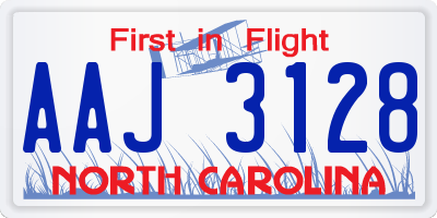NC license plate AAJ3128