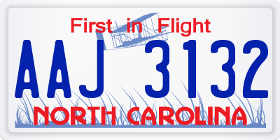 NC license plate AAJ3132